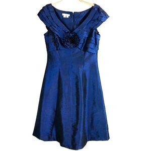 Vintage London Times Blue Taffeta Dress NWOT Size 4 Fit & Flare Cocktail Wedding